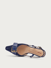 Slingback aus Veloursleder mit Schnalle - Marineblau | FRAU