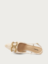 Slingback aus Bouclé mit Absatz und Schmuckdetail - Goldbeige | FRAU