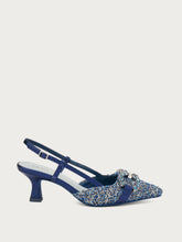 Slingback aus Bouclé mit Absatz und Schmuckdetail - Golddenim | FRAU
