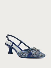 Slingback aus Bouclé mit Absatz und Schmuckdetail - Golddenim | FRAU