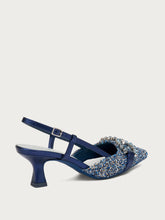 Slingback aus Bouclé mit Absatz und Schmuckdetail - Golddenim | FRAU