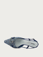 Slingback aus Bouclé mit Absatz und Schmuckdetail - Golddenim | FRAU