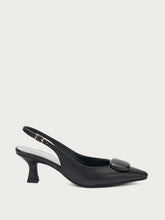Slingback aus Leder mit Accessoire - Schwarz | FRAU