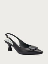 Slingback aus Leder mit Accessoire - Schwarz | FRAU