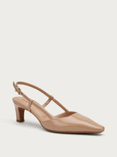 Semi-polished leather slingbacks - Camel | FRAU