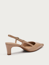 Semi-polished leather slingbacks - Camel | FRAU