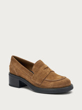Heeled suede loafers - Light tan | FRAU
