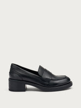 Heeled leather loafers - Black | FRAU