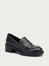 Heeled leather loafers - Black | FRAU