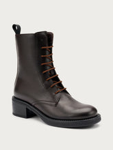 Leather heeled combat boots - Dark Brown | FRAU