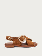 Suede sandals with tonal buckle - Cinnamon | FRAU