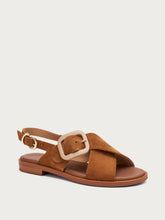 Suede sandals with tonal buckle - Cinnamon | FRAU