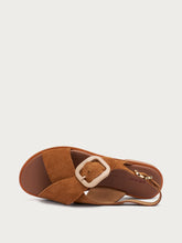 Suede sandals with tonal buckle - Cinnamon | FRAU