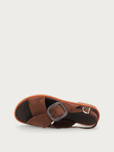 Suede sandals with tonal buckle - Cocoa | FRAU