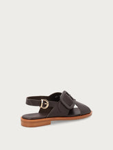 Leather sandals with tonal buckle - Dark Brown | FRAU