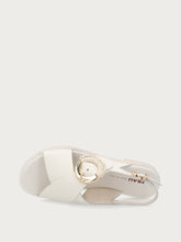 Leather sandals with round buckle - Off White | FRAU