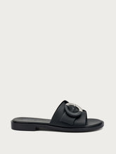 Leather sliders with buckle - Black | FRAU