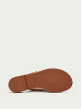 Laminated leather sliders with buckle - Champagne | FRAU