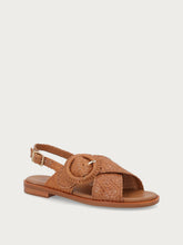 Sandali in pelle intrecciata - Cognac | FRAU