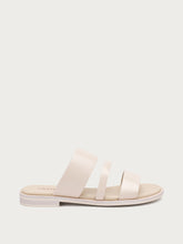 Minimal brushed leather sliders - Stone | FRAU