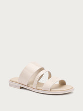Minimal brushed leather sliders - Stone | FRAU