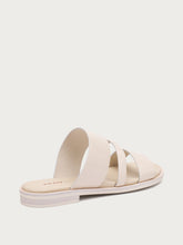 Minimal brushed leather sliders - Stone | FRAU