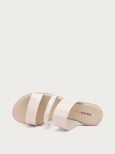 Minimal brushed leather sliders - Stone | FRAU
