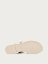 Minimal brushed leather sliders - Stone | FRAU