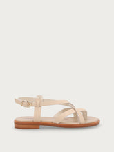Minimalistische Zehenstegsandalen aus Leder - Auster | FRAU