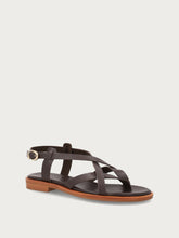 Minimalistische Zehenstegsandalen aus Leder - Dunkelbraun | FRAU