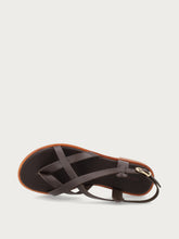 Minimalistische Zehenstegsandalen aus Leder - Dunkelbraun | FRAU
