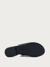 Laser-etched leather sliders - Black | FRAU