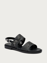 Sandalo in pelle laserata - Nero | FRAU