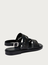 Sandalo in pelle laserata - Nero | FRAU