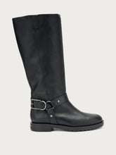 Leather boots with side buckle - Black | FRAU