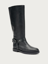 Leather boots with side buckle - Black | FRAU