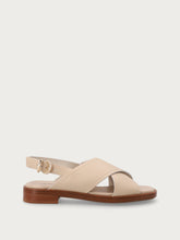 Leather crossover-strap sandals - Oyster | FRAU