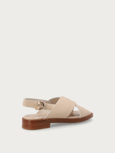 Leather crossover-strap sandals - Oyster | FRAU