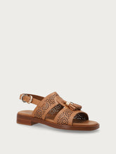 Perforated leather sandals with tassels - Leather | FRAU
