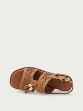 Perforated leather sandals with tassels - Leather | FRAU