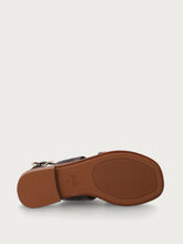 Perforated leather sandals with tassels - Dark Brown | FRAU