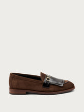 Elegant bi-material loafers - Cocoa | FRAU