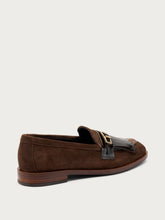 Elegant bi-material loafers - Cocoa | FRAU