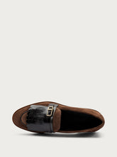 Elegant bi-material loafers - Cocoa | FRAU