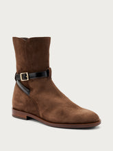 Ankle Boots aus Veloursleder mit Riemchen - Kakao | FRAU