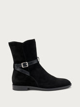 Ankle Boots aus Veloursleder mit Riemchen - Schwarz | FRAU