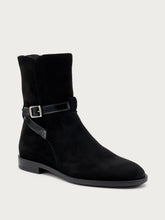 Ankle Boots aus Veloursleder mit Riemchen - Schwarz | FRAU
