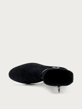 Ankle Boots aus Veloursleder mit Riemchen - Schwarz | FRAU