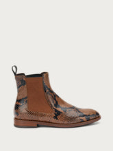 Elegant snake-print leather Chelsea boots - Coffee | FRAU