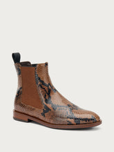 Elegant snake-print leather Chelsea boots - Coffee | FRAU
